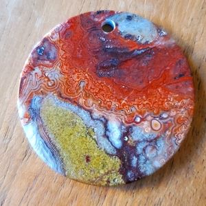 New Mexican Crazy Lace Agate Round Pendant.